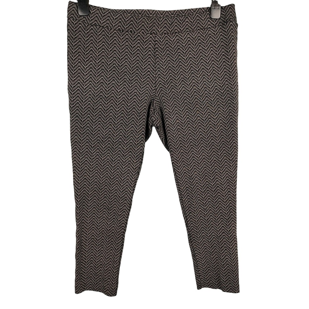 LOFT Womens LP Chevron Knit Ankle Pants Black White Officecore Mod